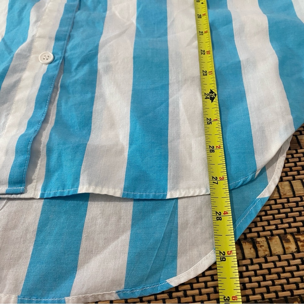 Diane Von Furstenberg Striped Button Up Shirt Blue White Short Sleeve Blouse S - Picture 7 of 7